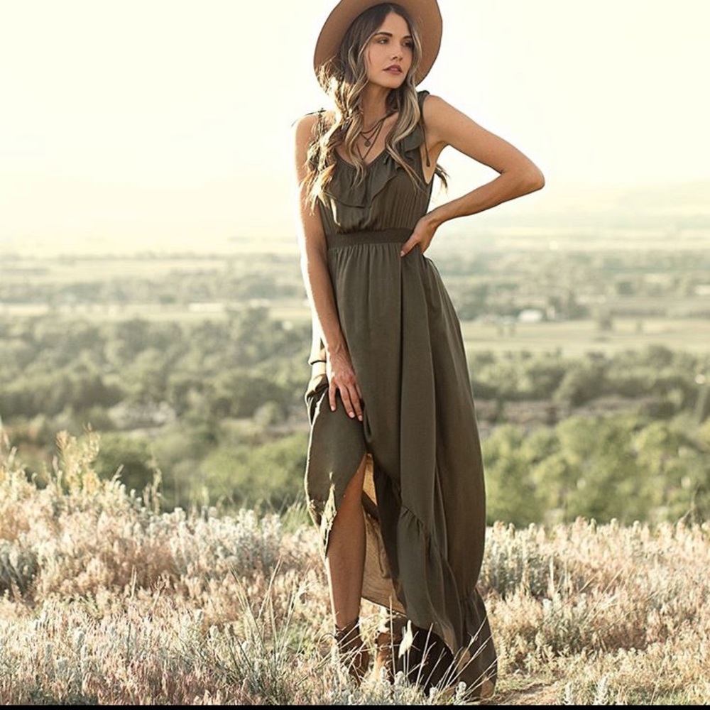 BRAND NEW Green Olive boho Maxi dress